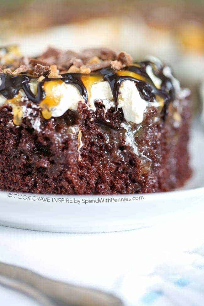 Chocolate Caramel Poke Cake