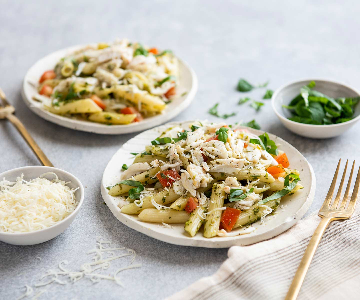 Crab and Basil Pesto Pasta