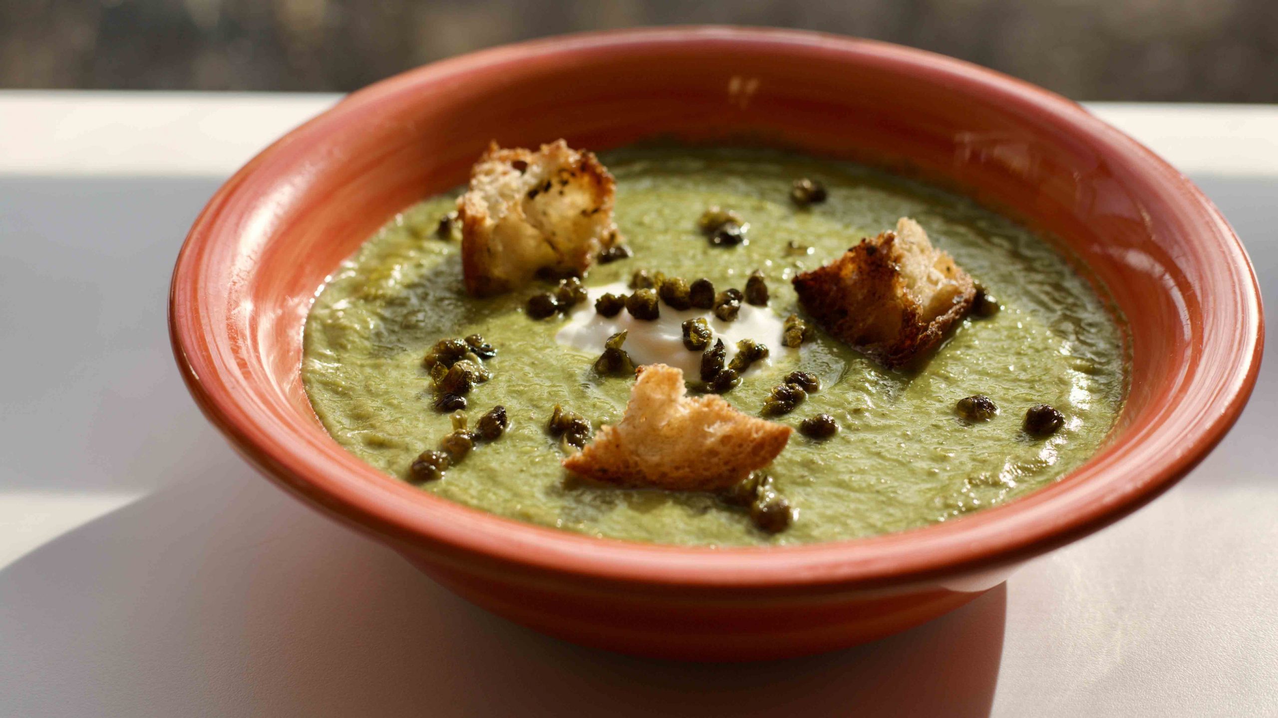 Broccoli Soup Herb Oil Drizzle