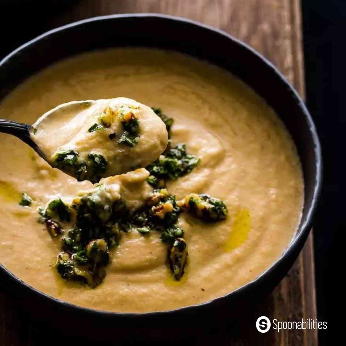 Celery Soup with Walnut Gremolata