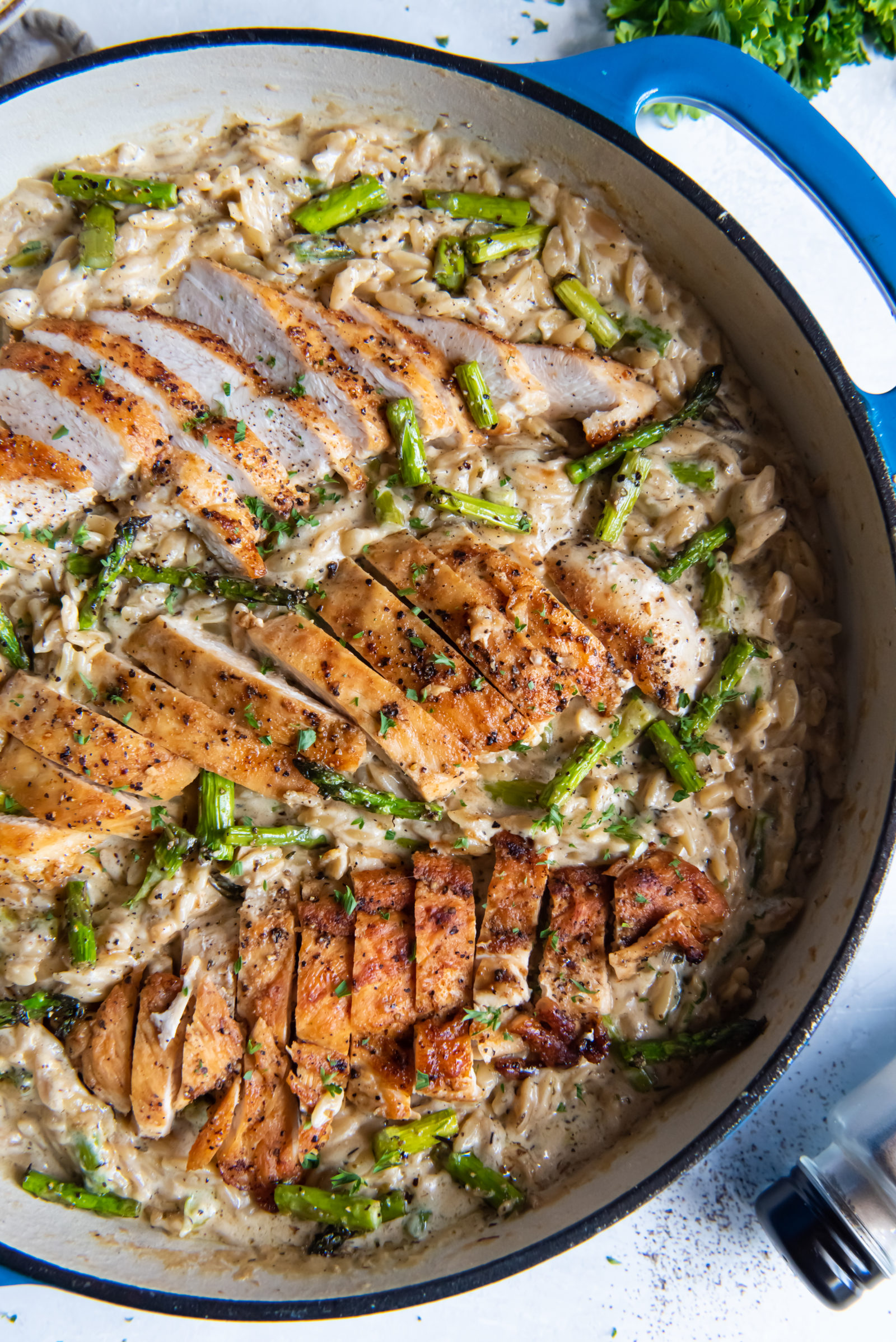 Chicken Orzo with Asparagus