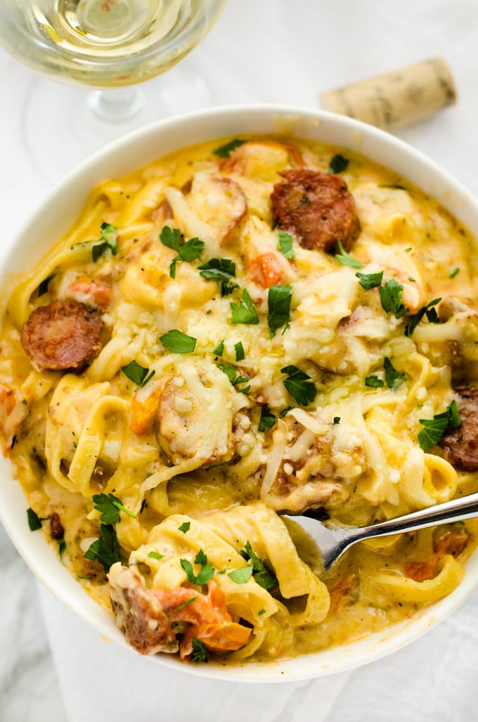 Roasted Garlic Sausage Fettuccine