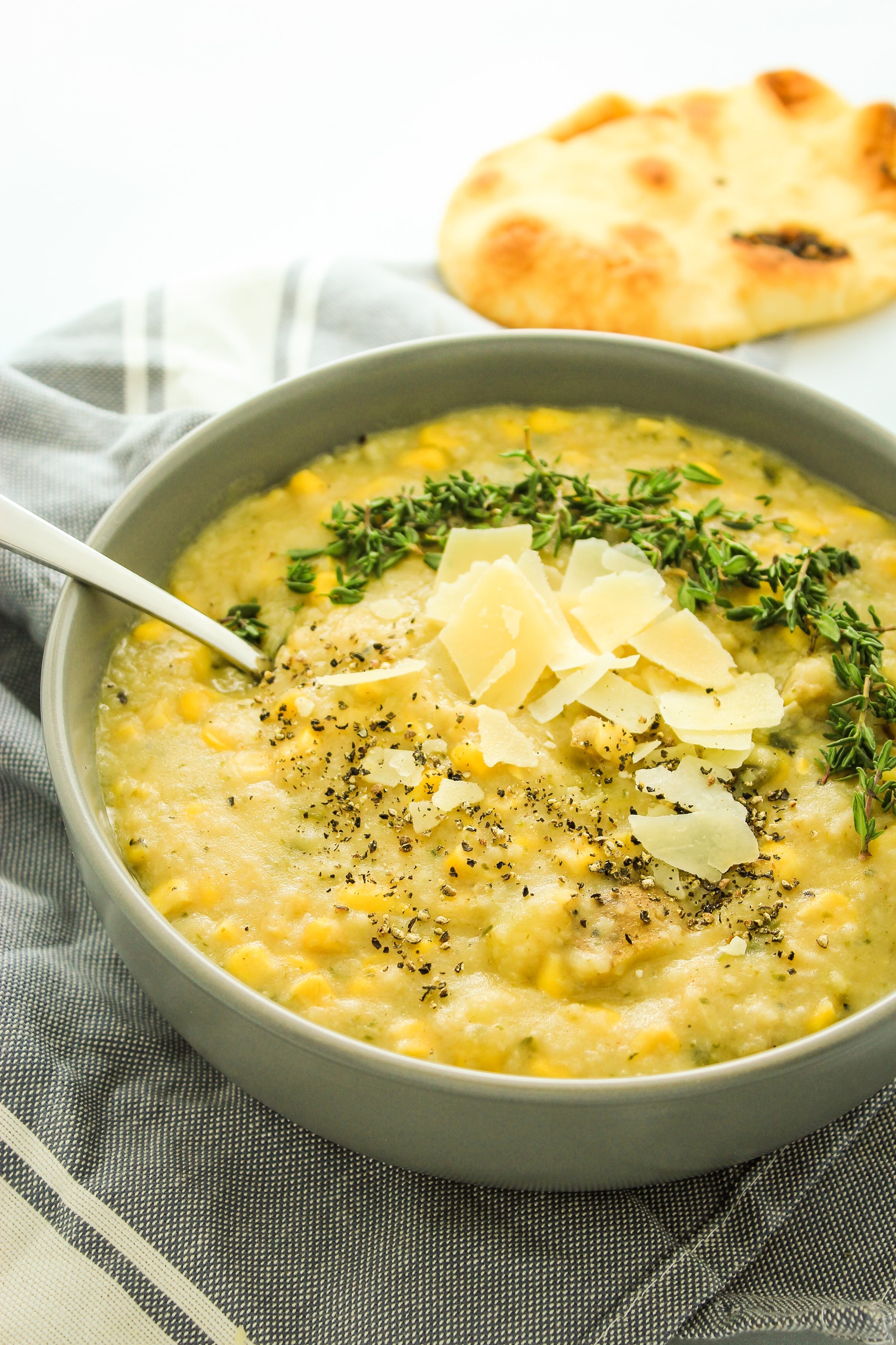 Charred Corn and Poblano Chowder