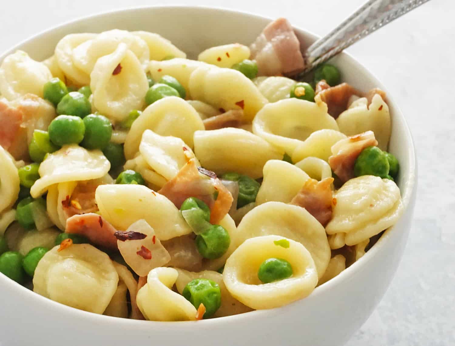 Orecchiette with Prosciutto and Peas