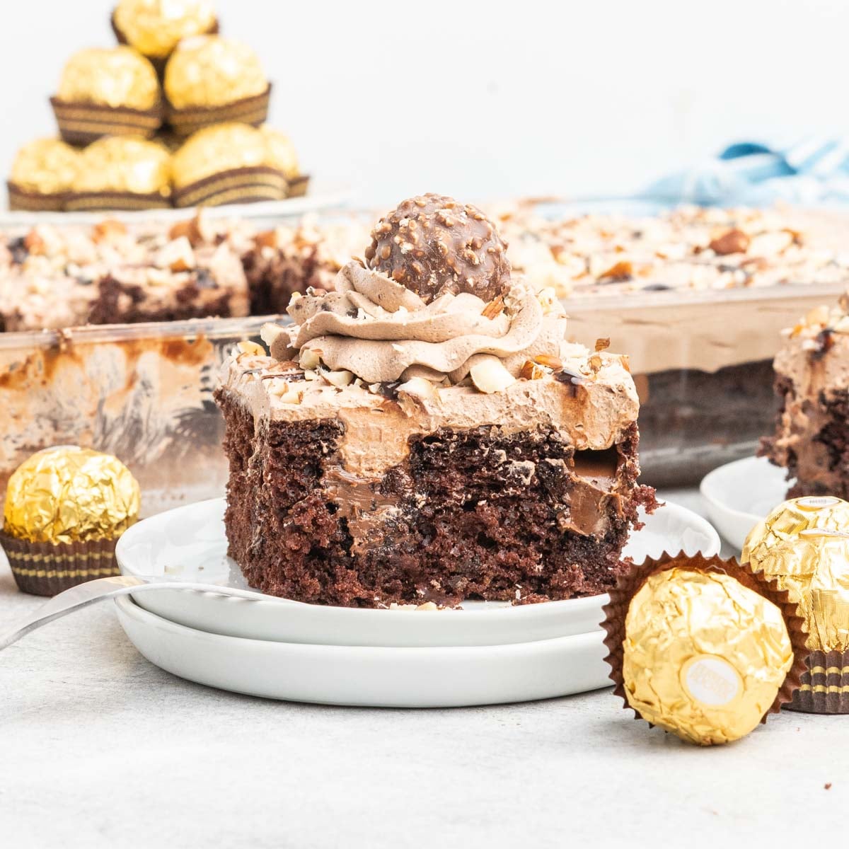 Chocolate Hazelnut Poke Cake