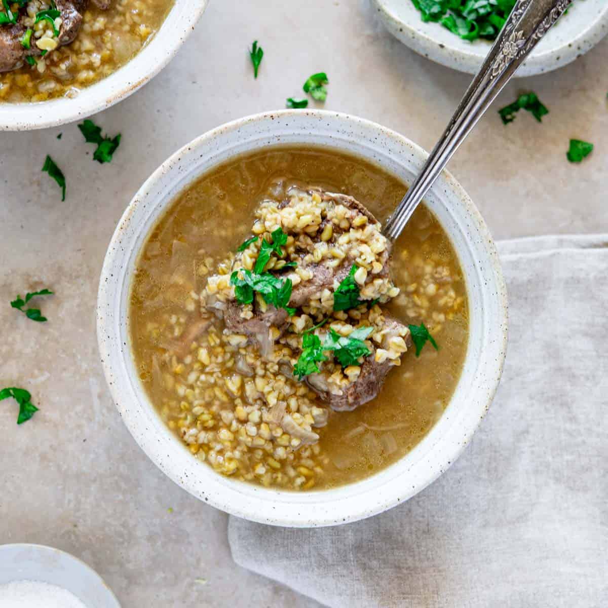 Middle Eastern Beef Freekeh Soup