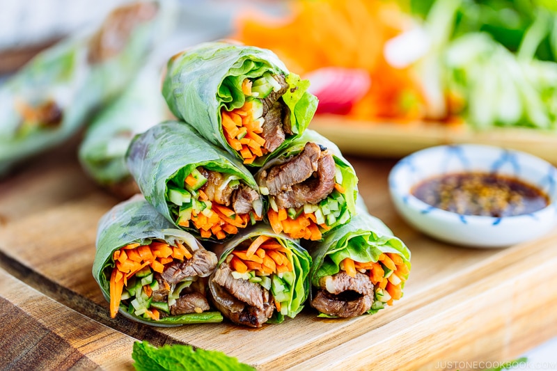 Beef and Vegetable Spring Rolls