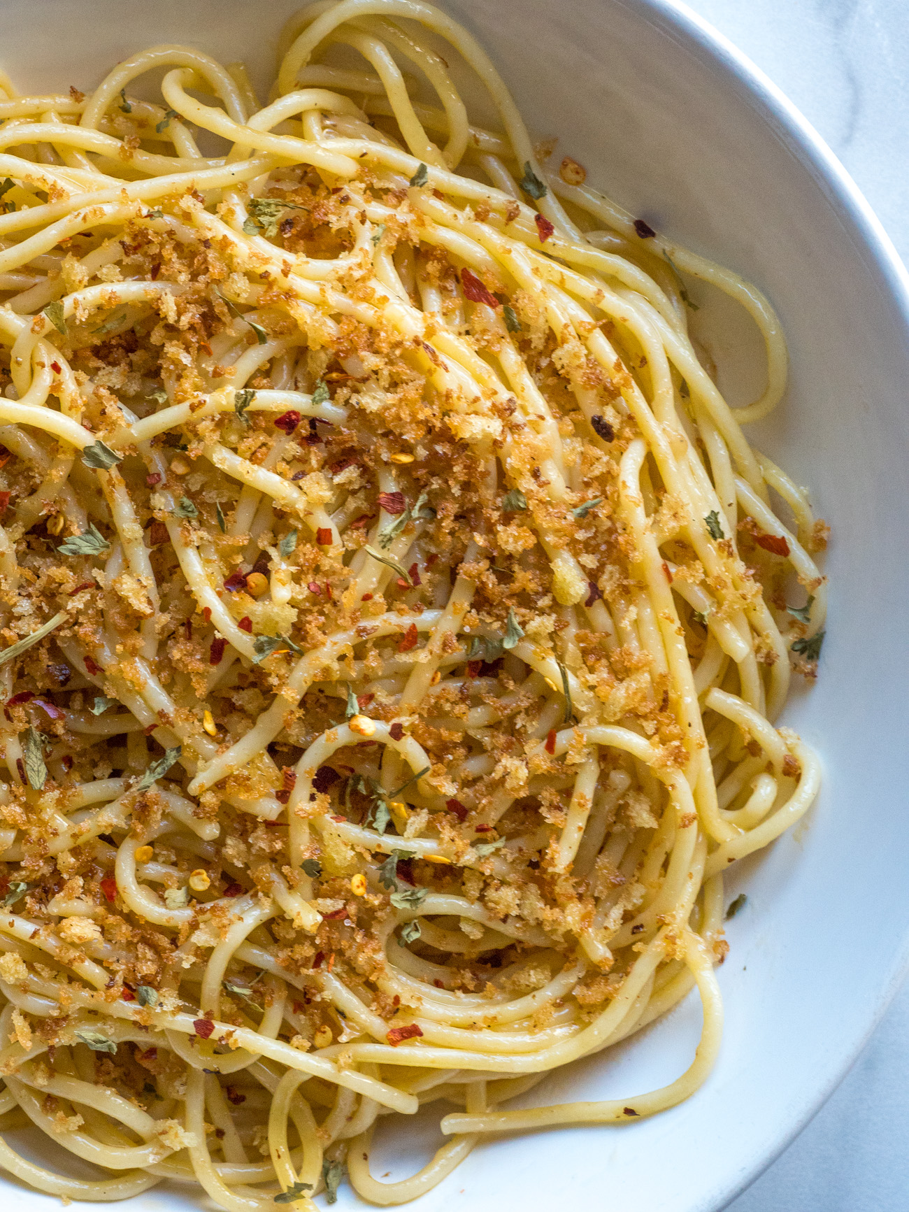 Garlic Oil Pasta with Panko