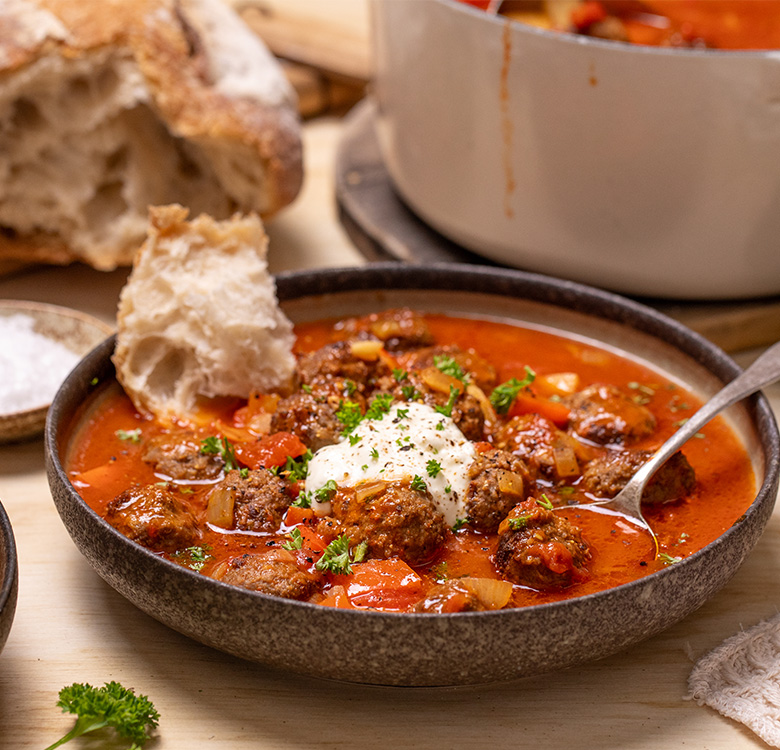 Hungarian Beef Meatball Paprikash Soup