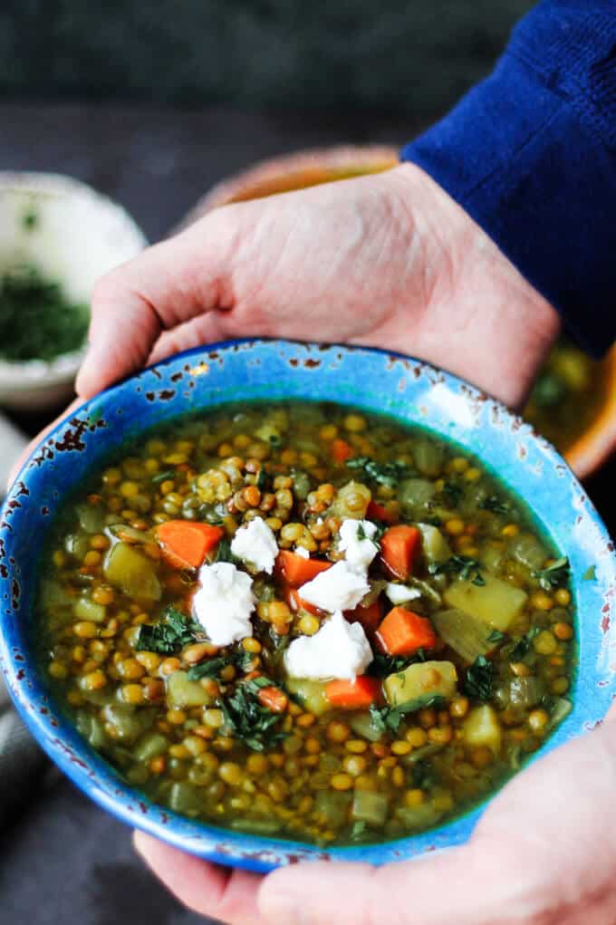 Greek Lentil Soup with Feta