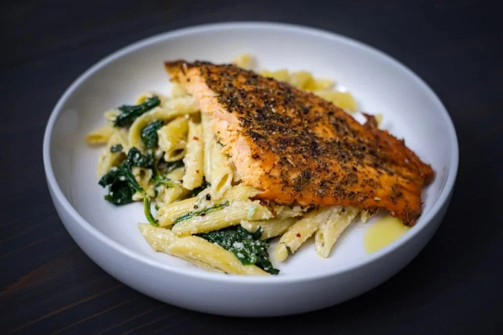 Herb-Crusted Salmon Pasta Bake