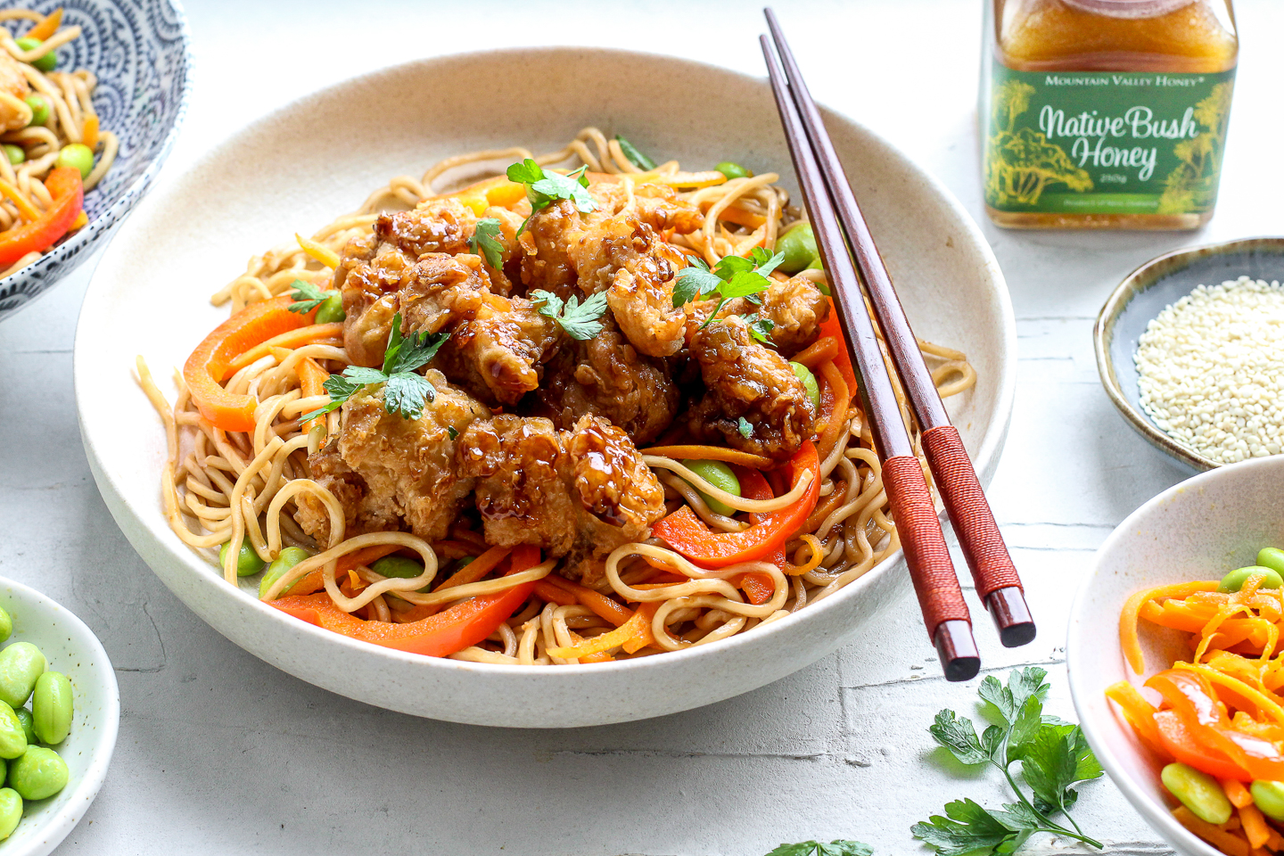 Honey Soy Glazed Chicken Noodles