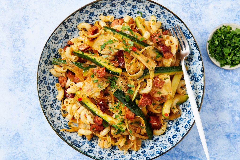 Smoky Chorizo Zucchini Pasta