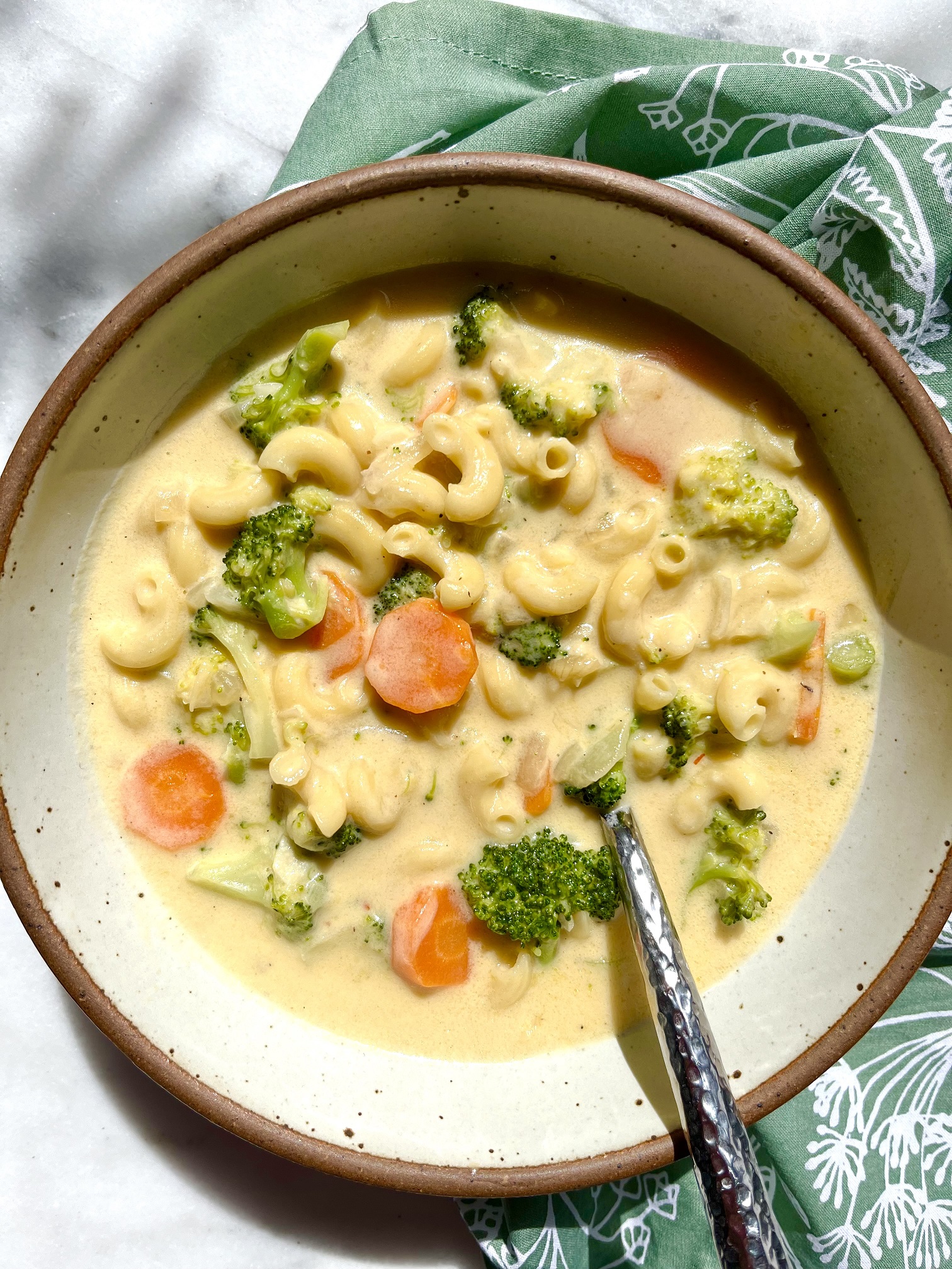 Broccoli Cheddar Pasta Soup