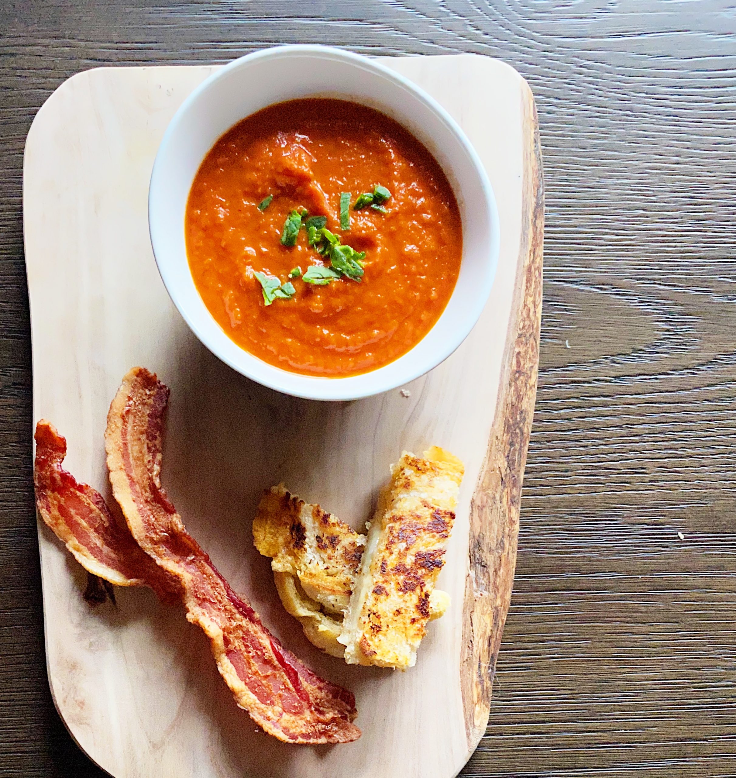 Tomato Soup with Crispy Bacon