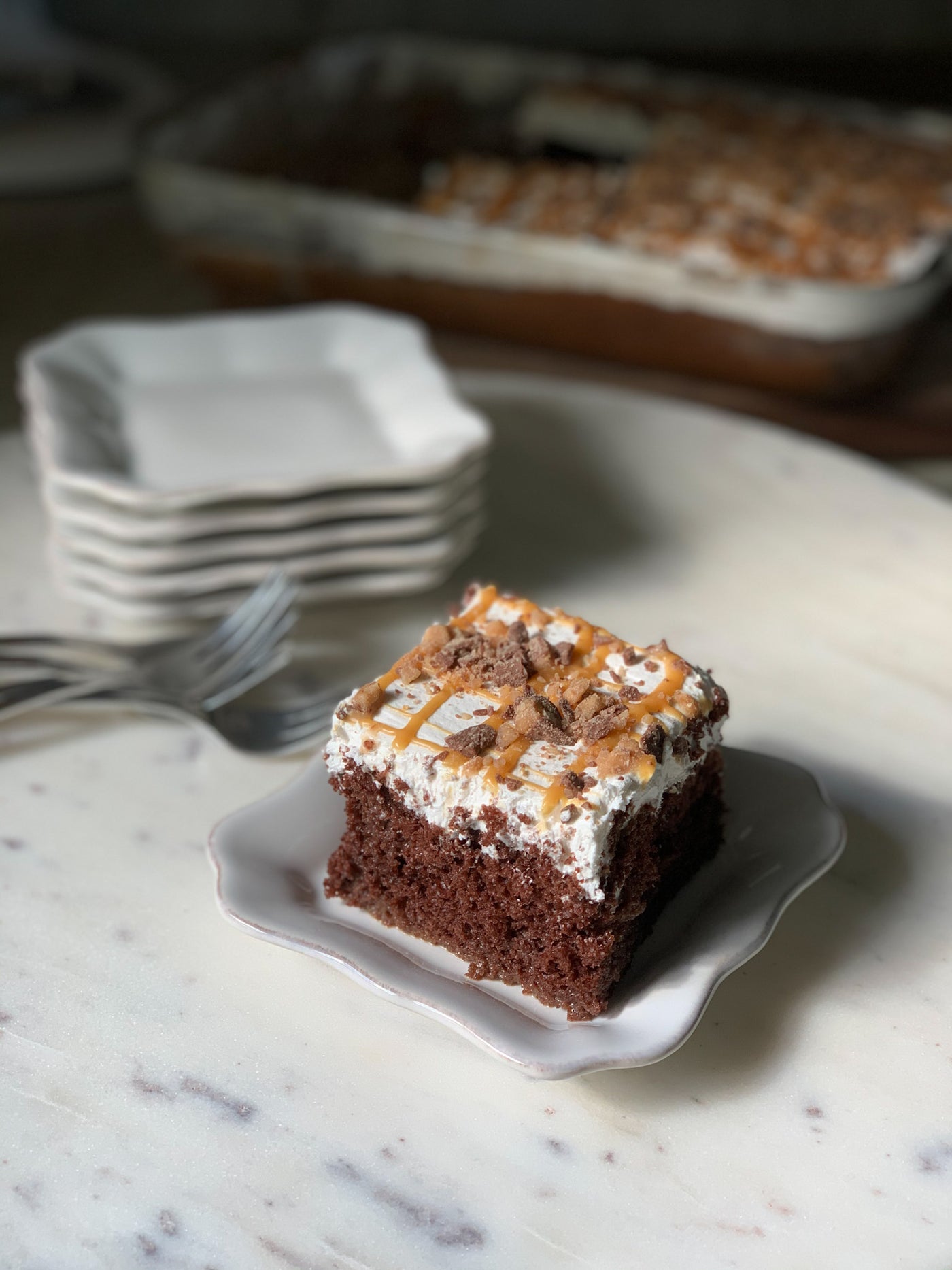 Chocolate Salted Caramel Poke Cake