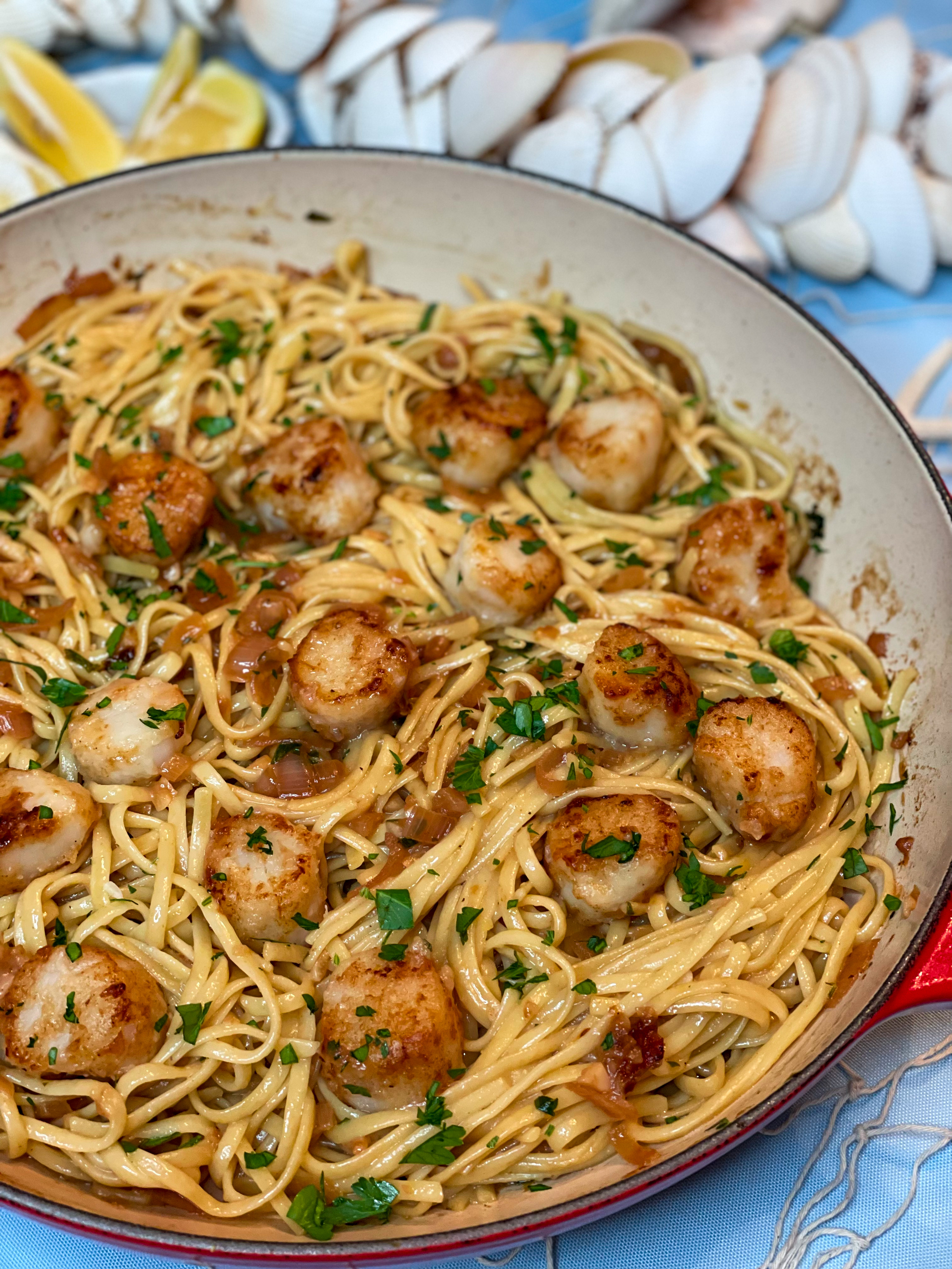 Grilled Scallop Linguine