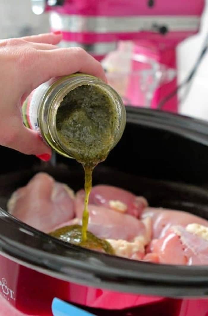 Pesto Chicken Thighs with Green Beans