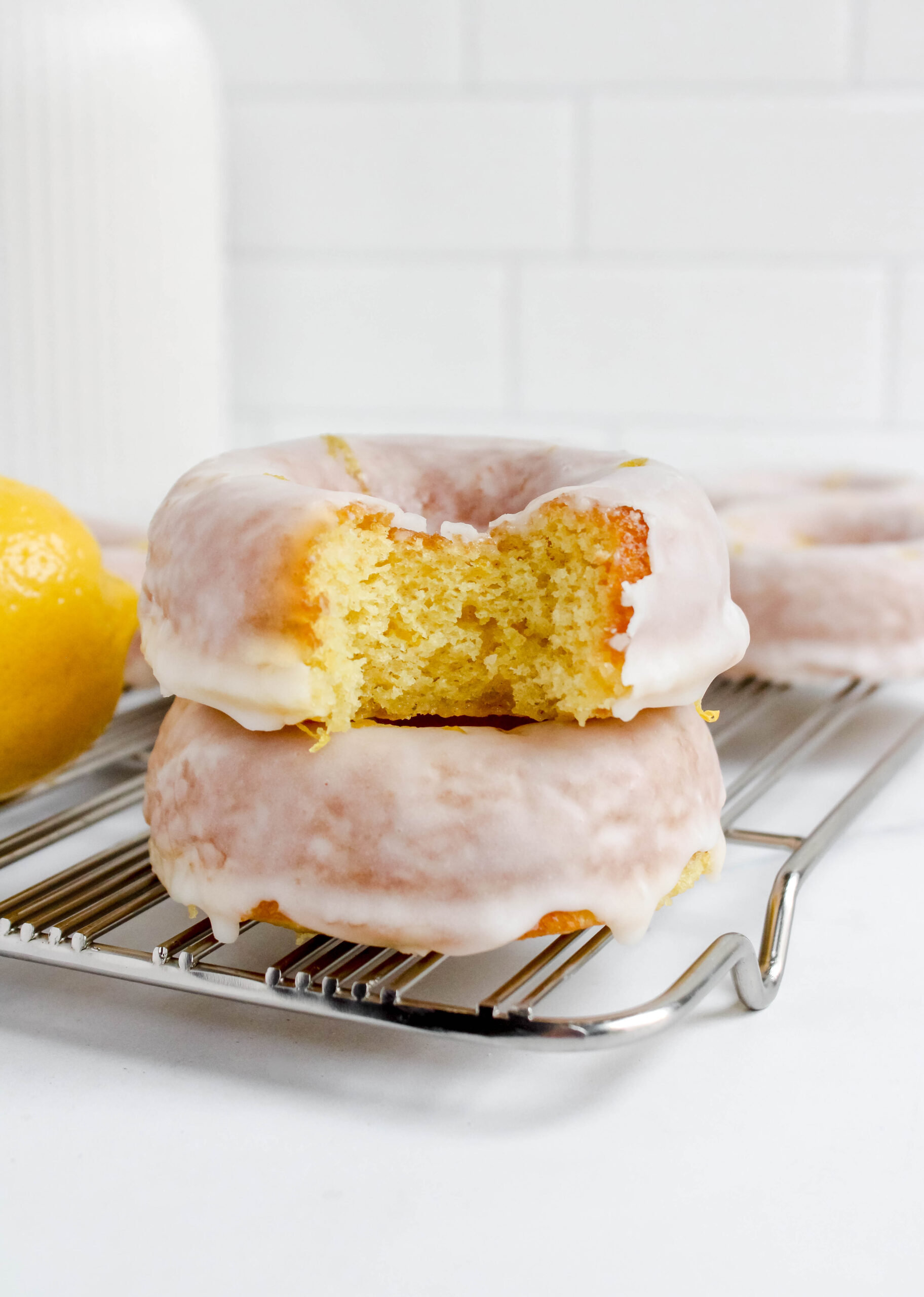 Lemon Glazed Donut Cake Bites