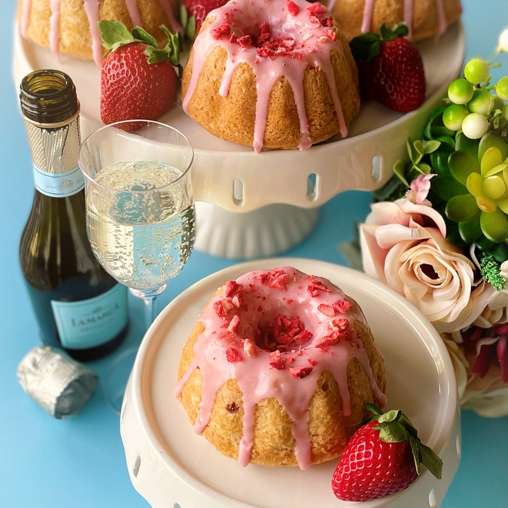 Strawberry Champagne Bundt Cake