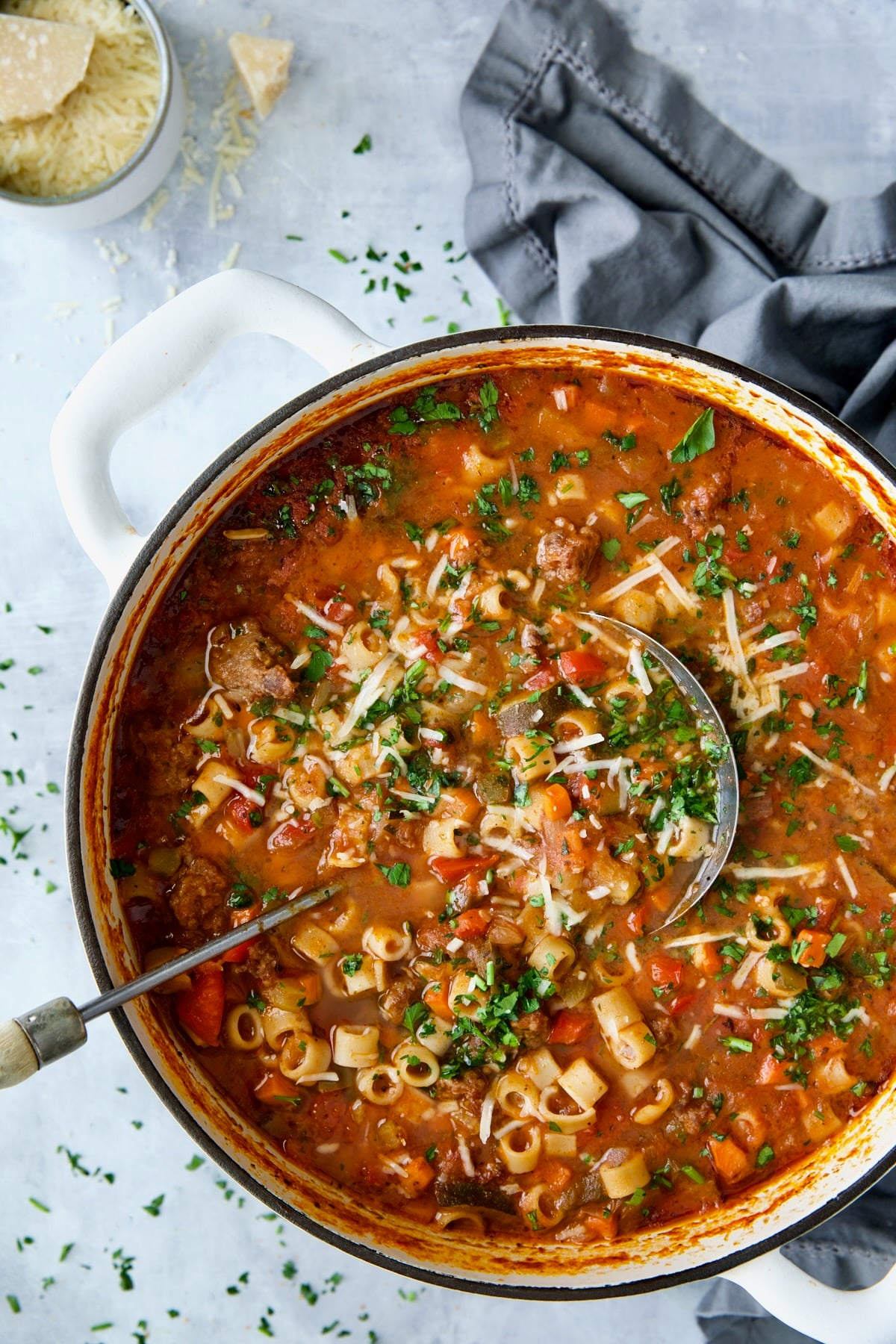 Spicy Sausage Pasta Soup