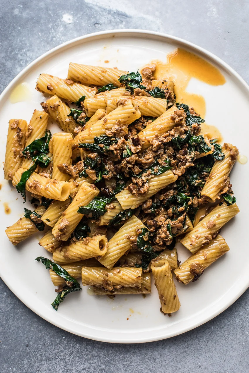 Smoked Cheddar and Kale Rigatoni