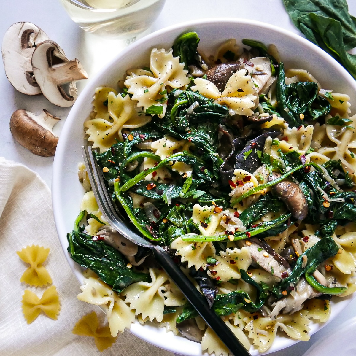 Spinach Mushroom Pasta Primavera