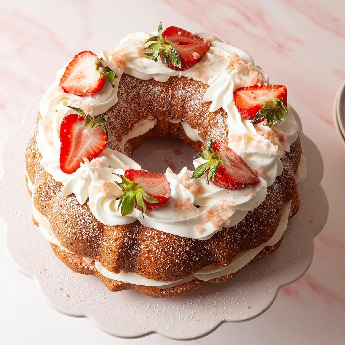 Strawberry Whipped Cream Bundt Cake