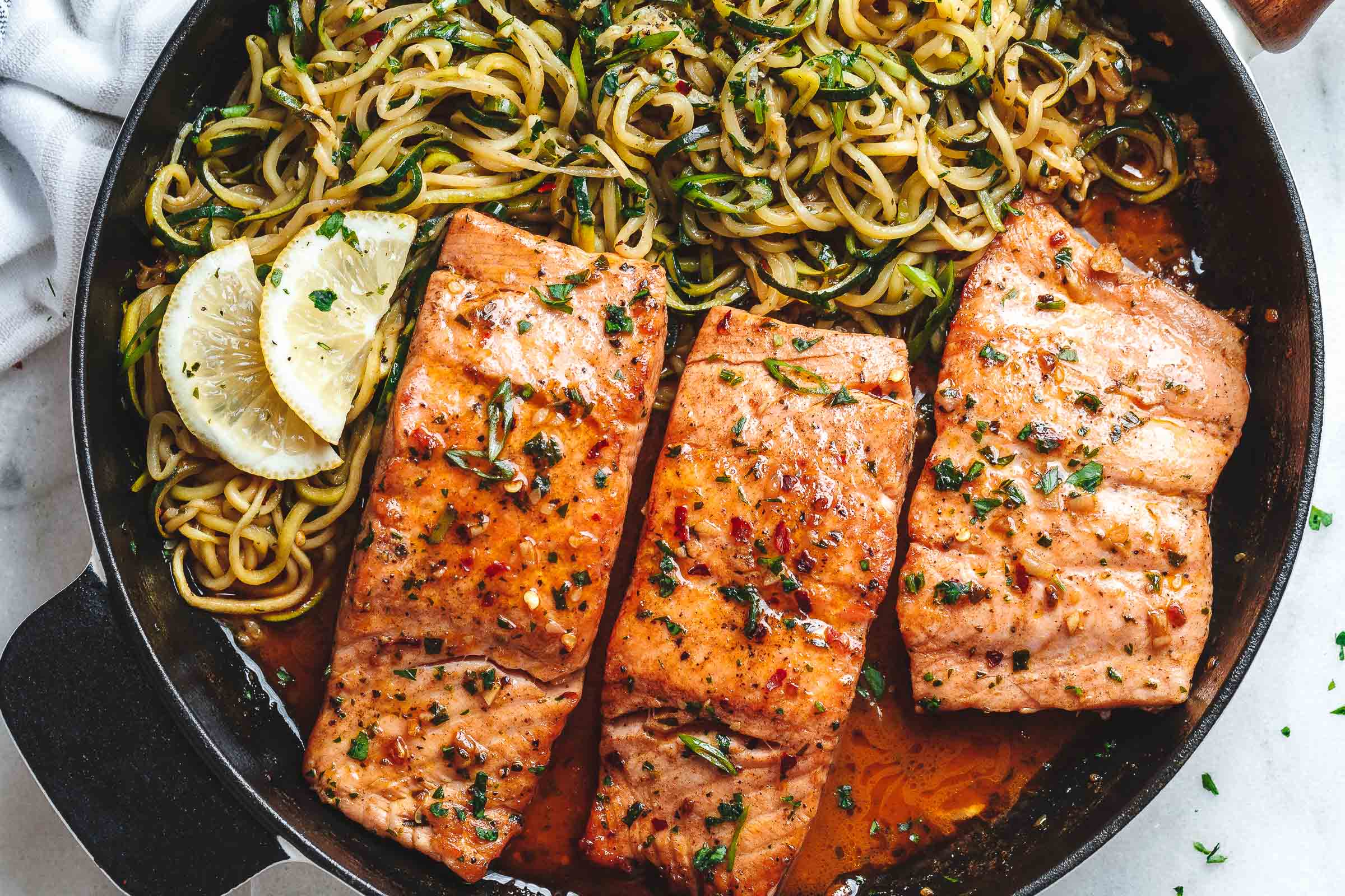 Salmon Pasta With Zucchini Noodles