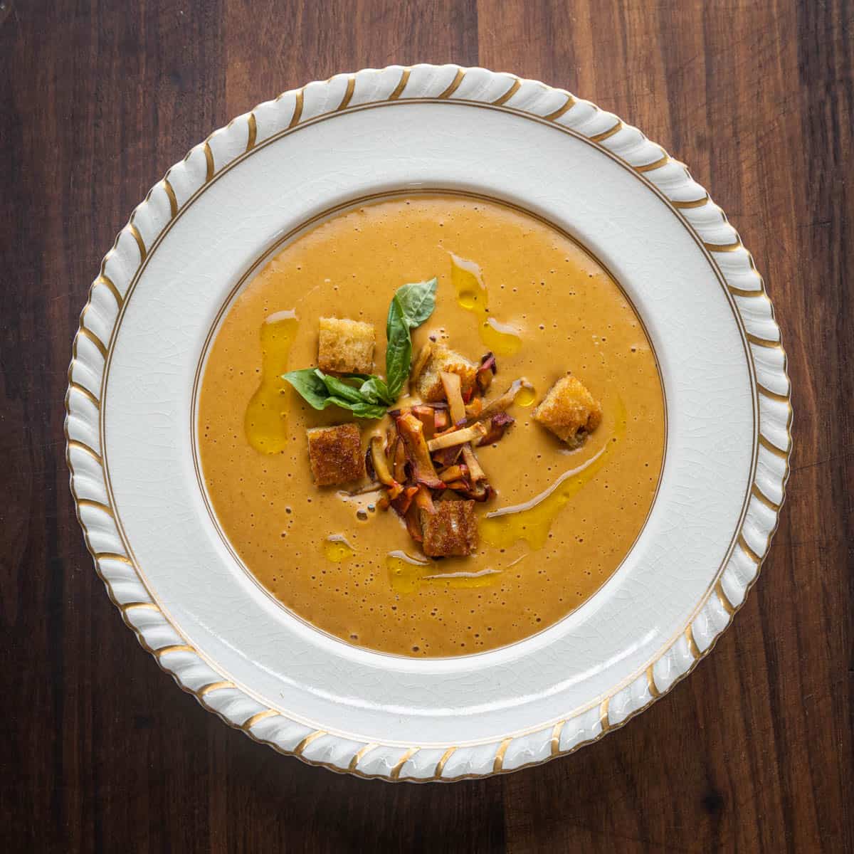 Mushroom Bisque with Lobster