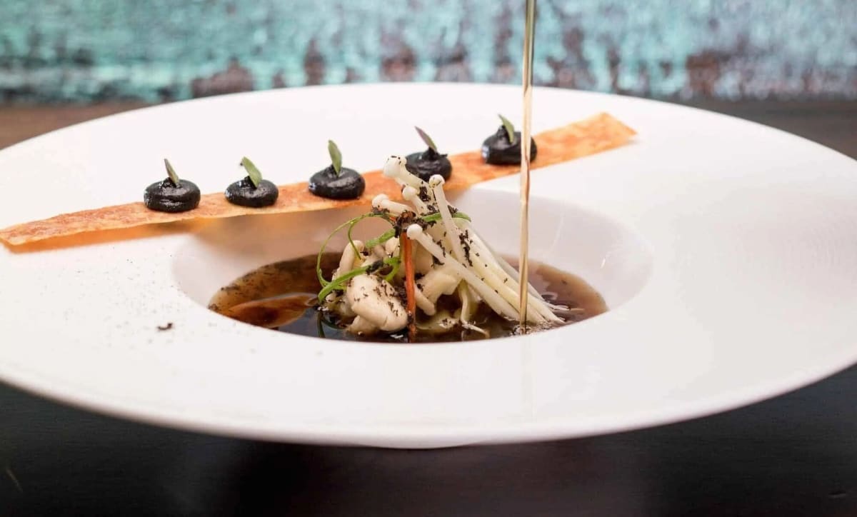 Mushroom Consommé with Dumplings