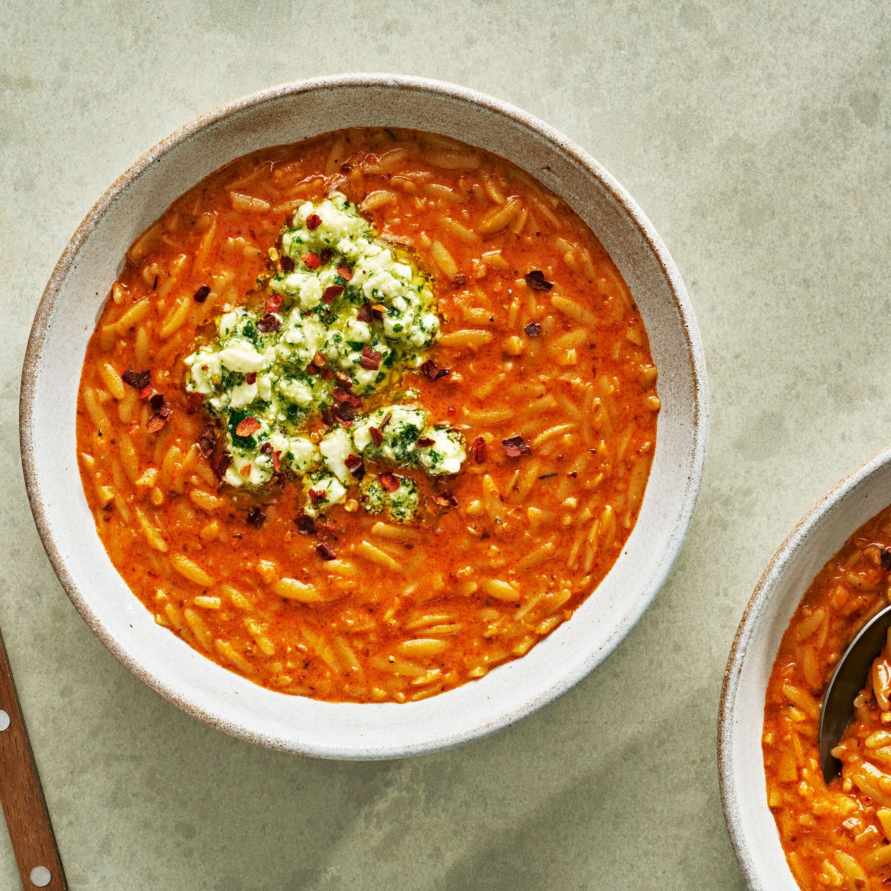 Tomato Feta Orzo Soup