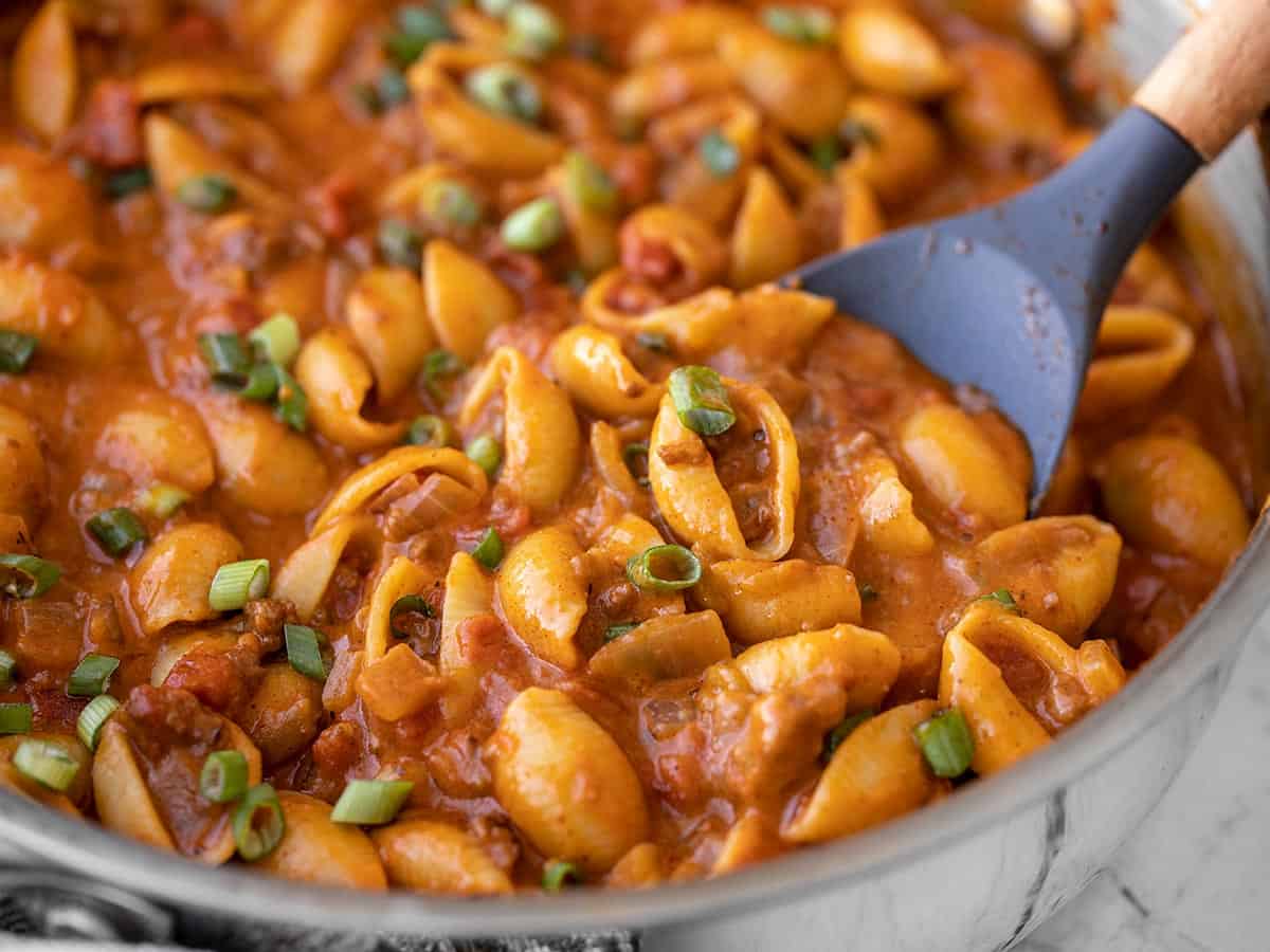Cheesy Beef Taco Pasta Skillet