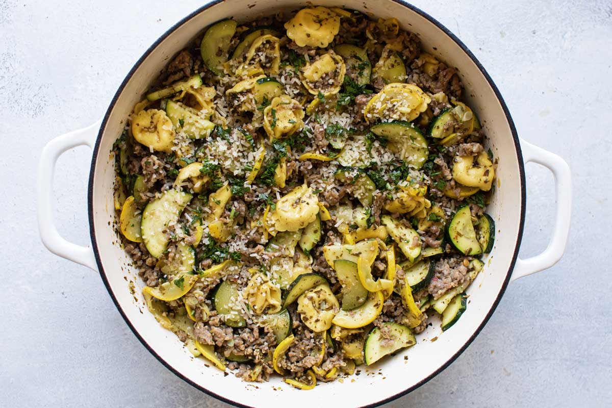 Creamy Pesto Sausage Tortellini