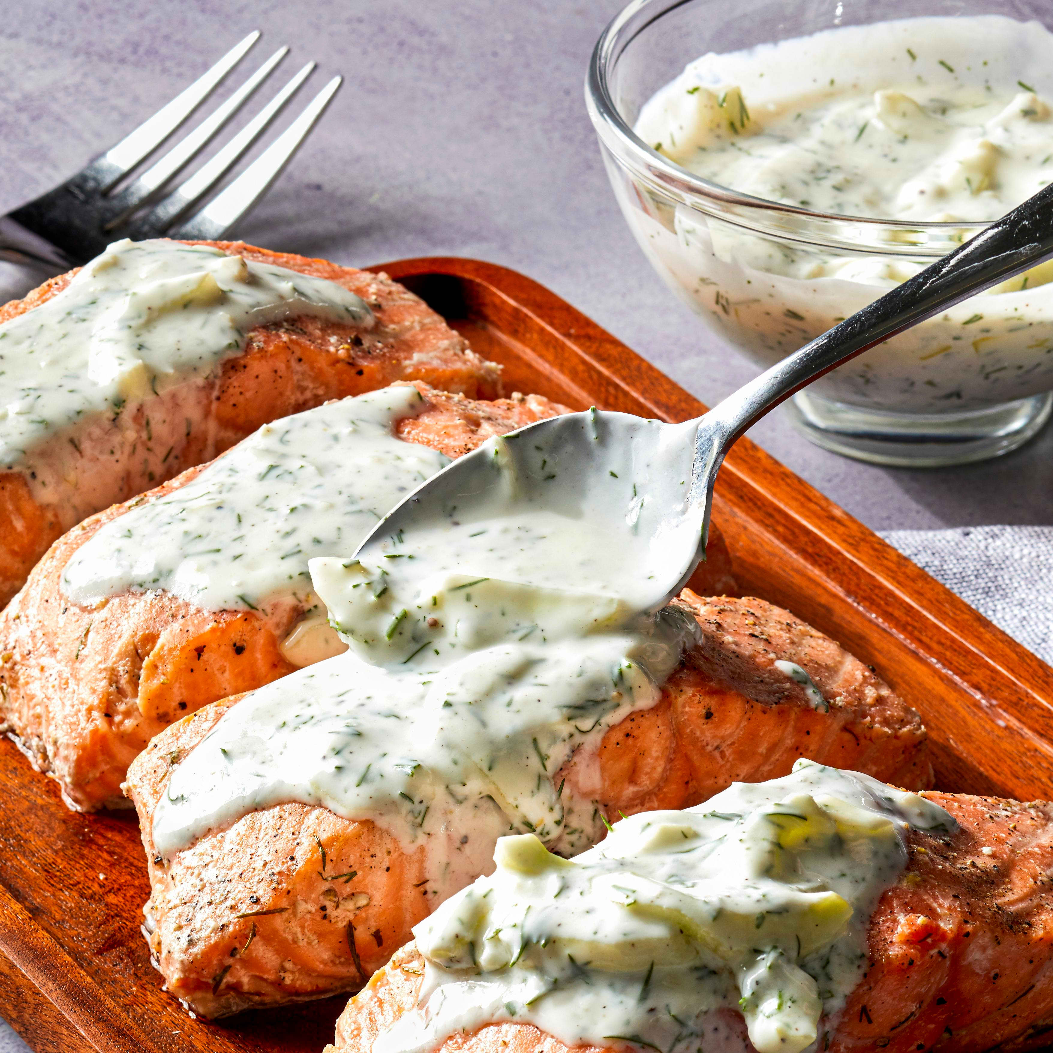 Poached Salmon with Dill Cream
