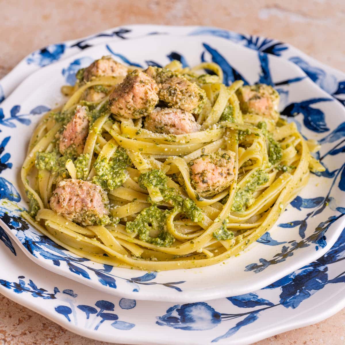 Pesto Salmon Linguine