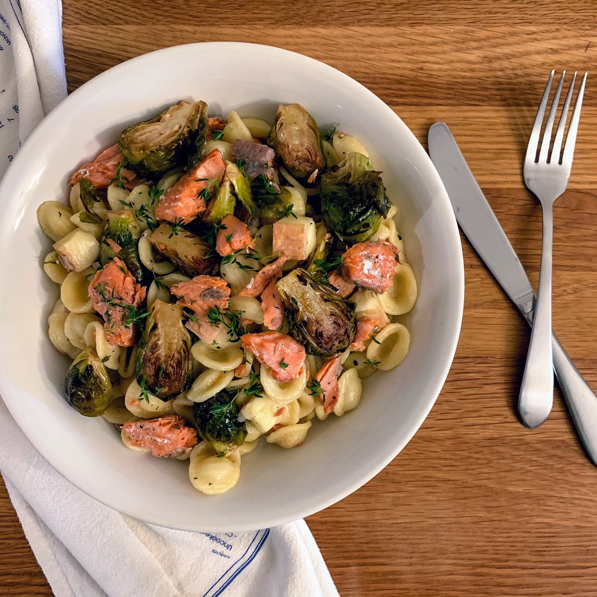 Broccolini Garlic Salmon Orecchiette