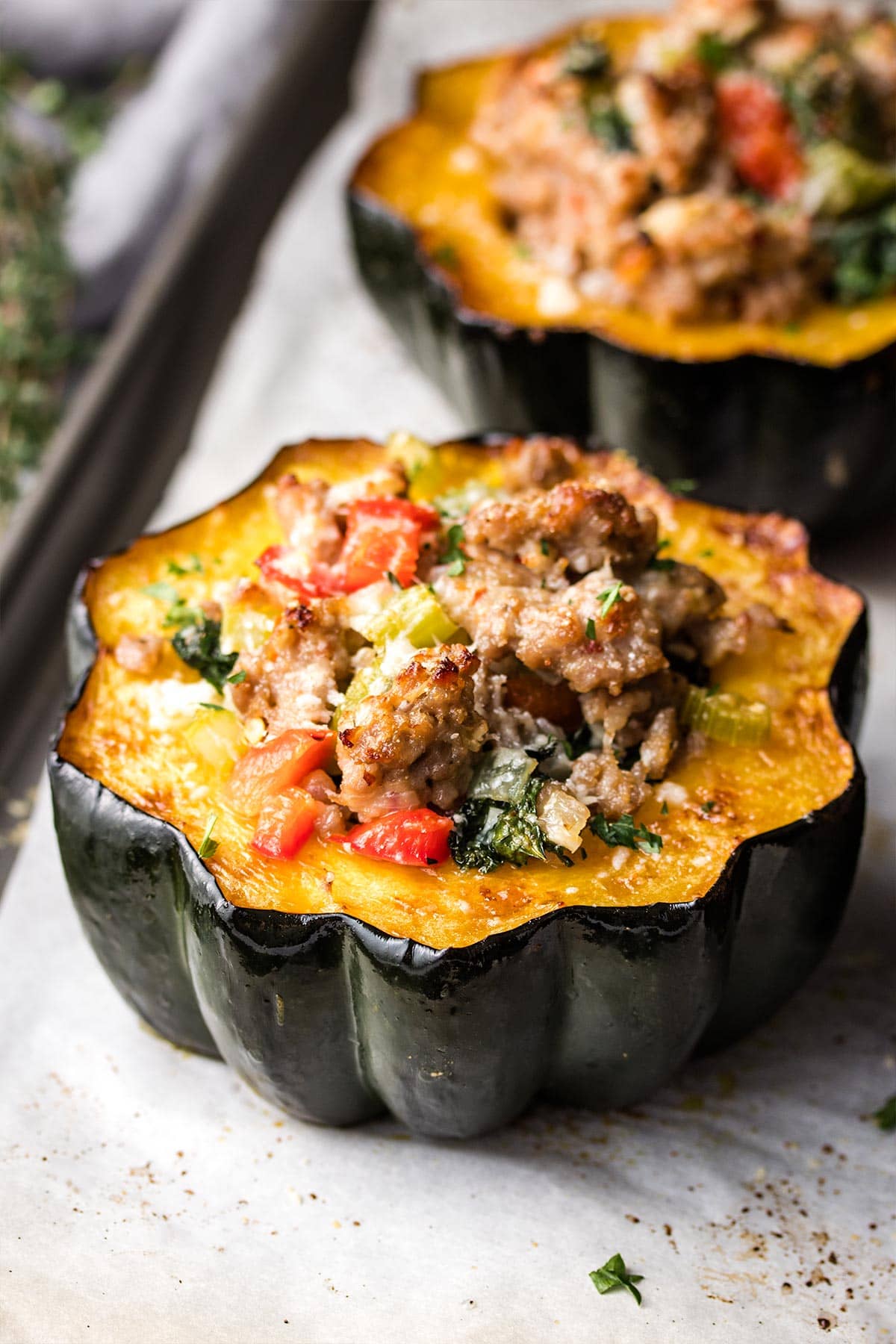 Chicken Sausage Stuffed Acorn Squash