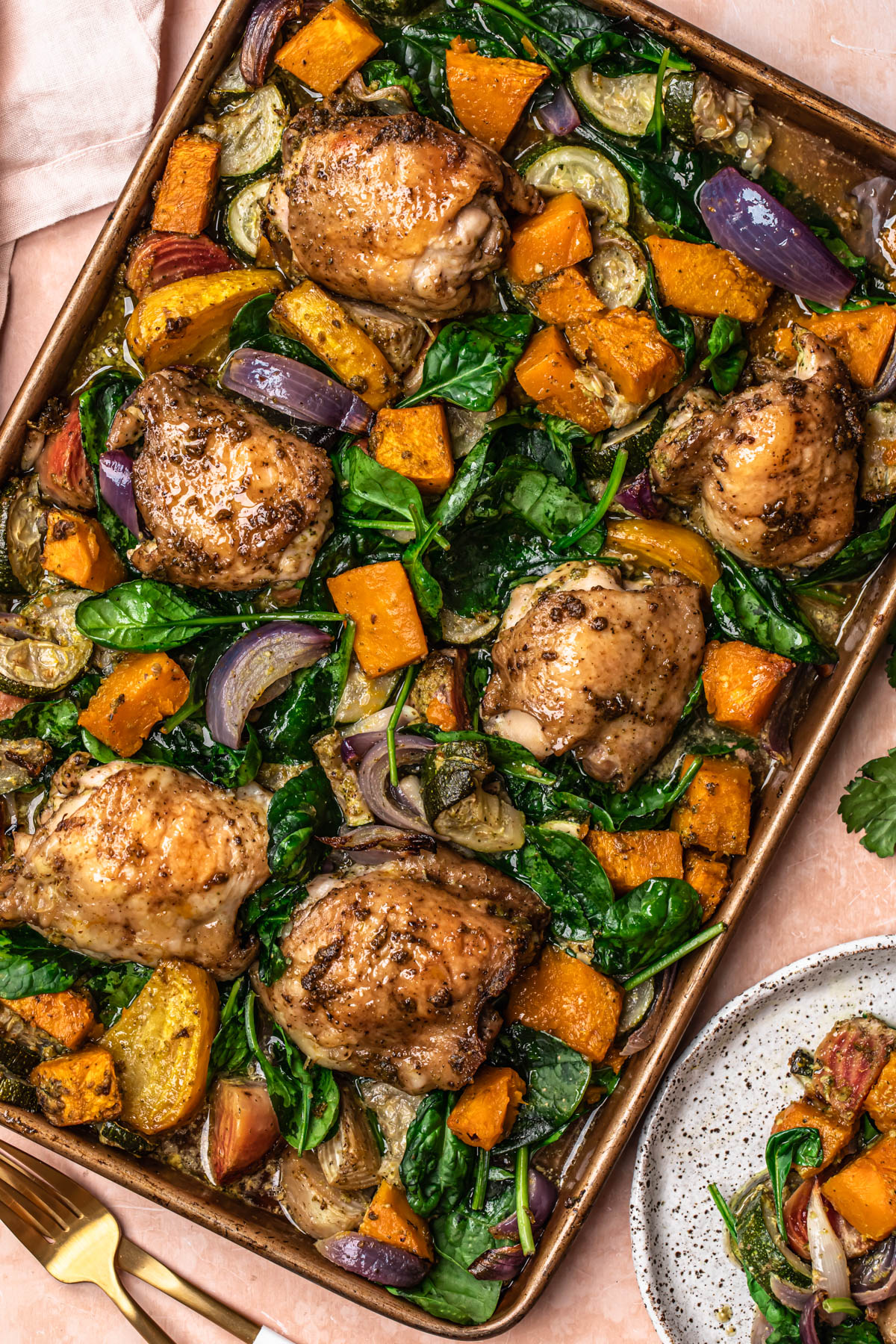 Roasted Pesto Chicken with Root Vegetables