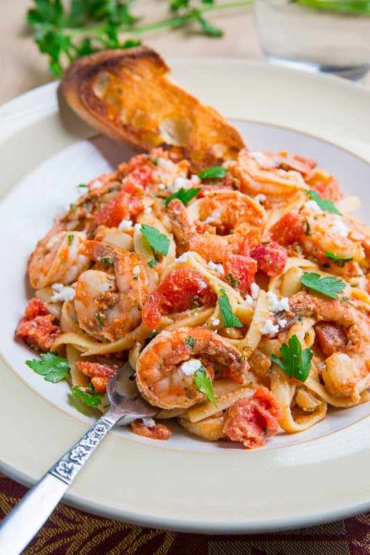 Shrimp Saganaki Pasta