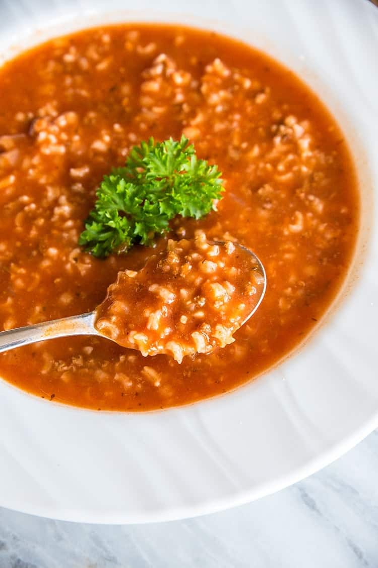 Hamburger Tomato Rice Soup