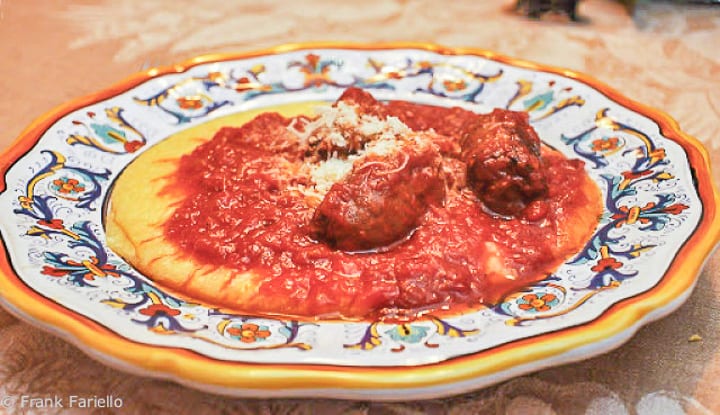 Sausage Bolognese with Polenta