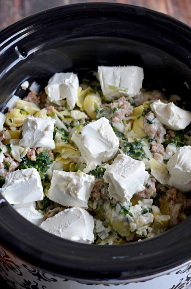 Sausage Spinach Artichoke Dip