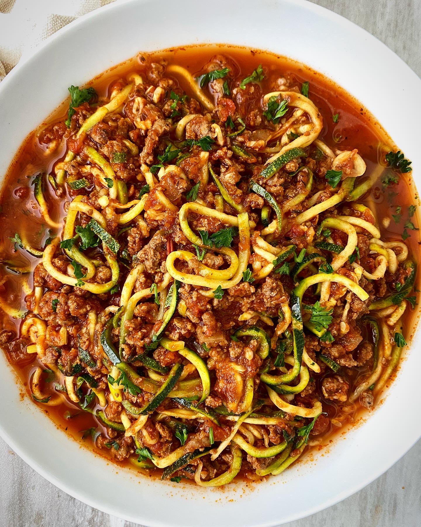 Zucchini Noodle Meat Sauce