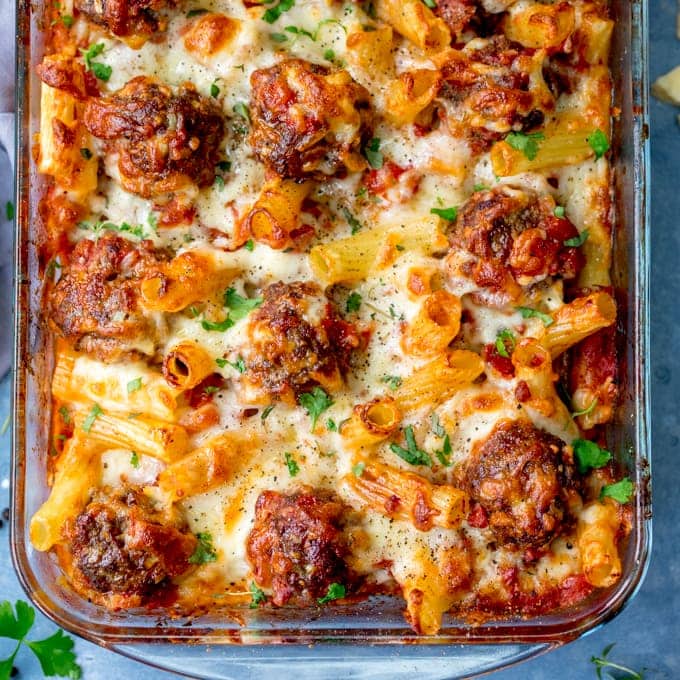 Turkey Meatball Pasta Bake