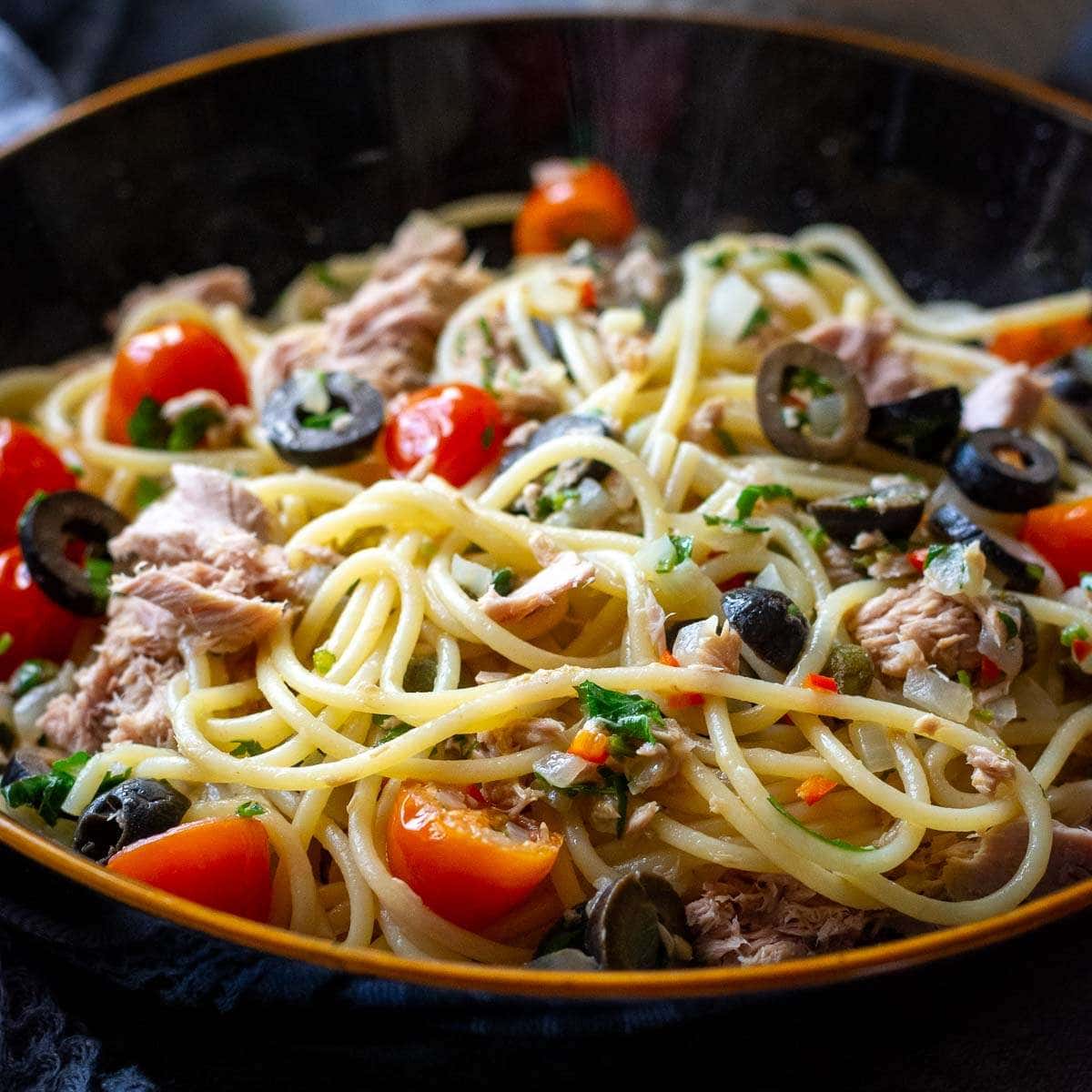 Tuna Pasta with Capers and Olives