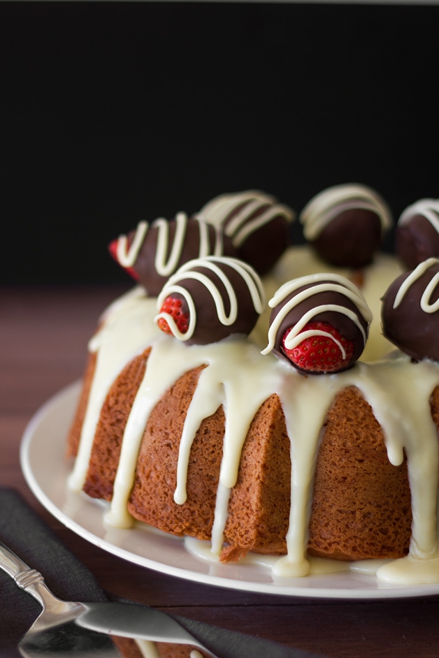 Strawberry White Chocolate Bundt Cake