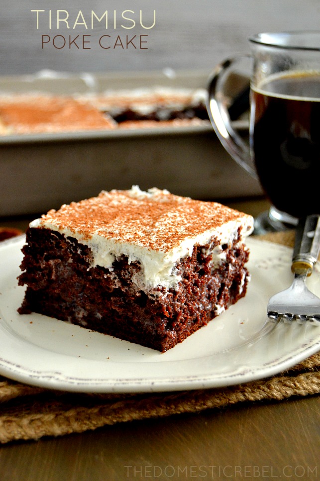 Chocolate Tiramisu Poke Cake
