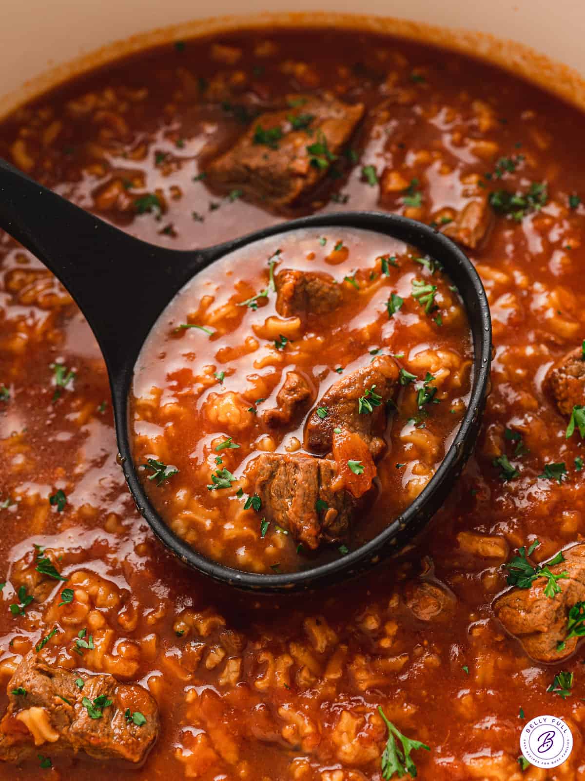 Beef Tomato Rice Soup