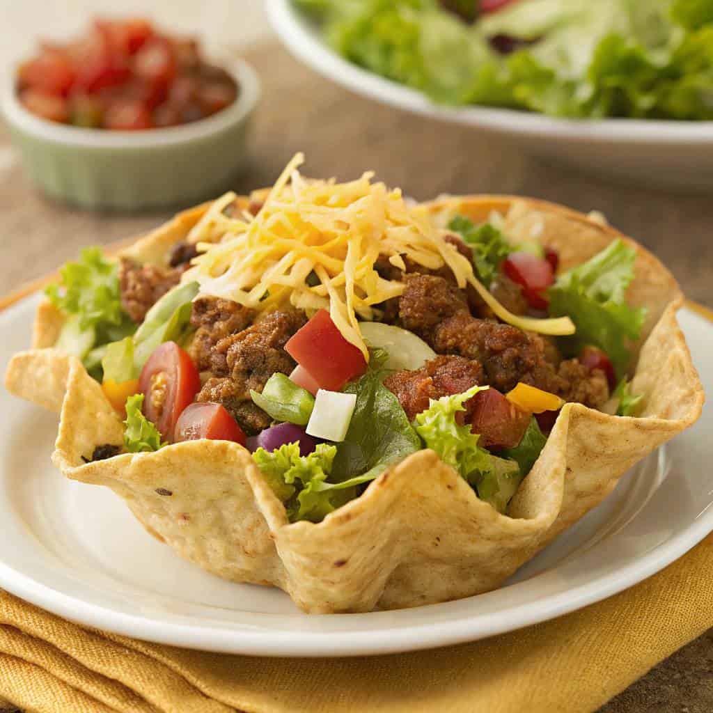 Taco Salad in a Crispy Bowl